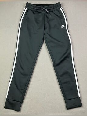Adidas Women’s Joggers Size Small Aeroready Black 3 Striped Athletic Pants Cuff